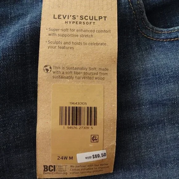 Levi's 311 Skinny Jeans Women's Plus Size 24W Blue Denim Stretch Shaping - Picture 9 of 13